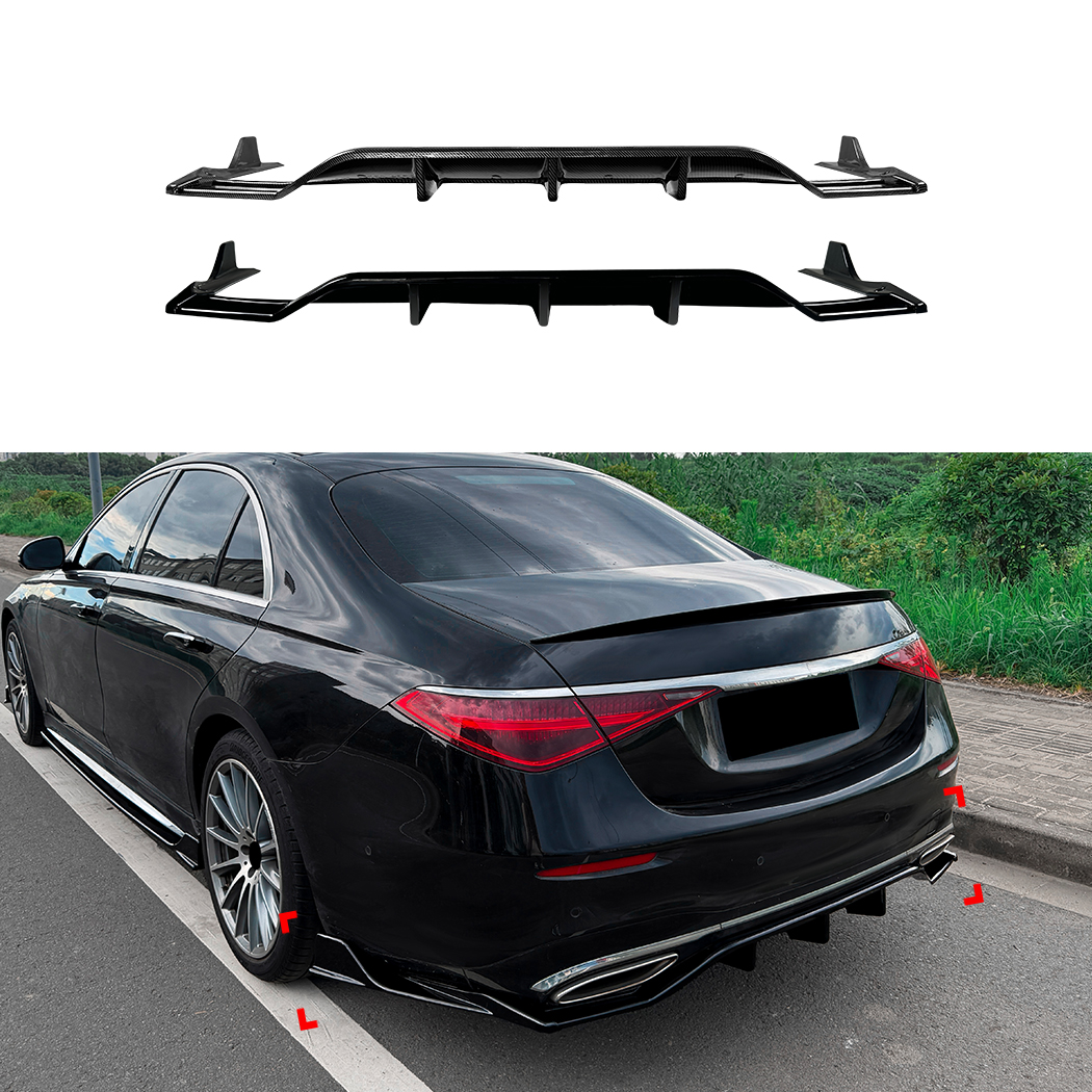 AMP-Z Rear Bumper Spoiler Lip For Mercedes Benz S Class W223 Pre-facelift AMG Line 2021-2026
