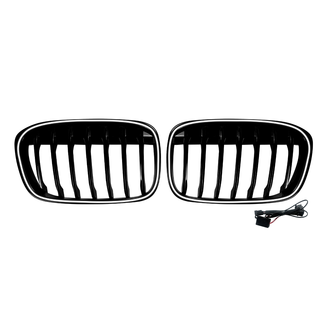AMP-Z Front Bumper Grille Grill With Lights For BMW X1 F48 F49 Pre-facelift 2015-2019