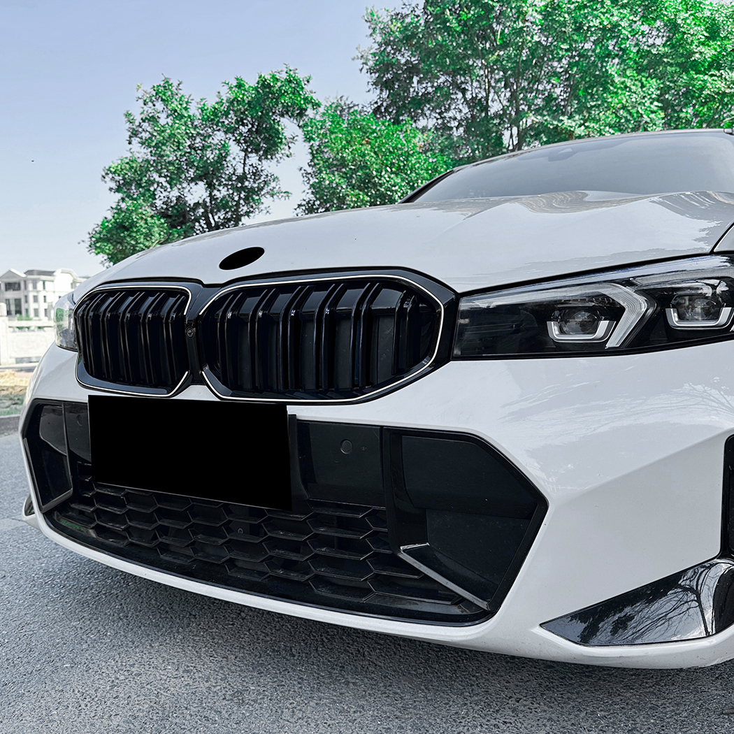 AMP-Z Front Bumper Grille Grill With Lights Black For BMW 3 Series G20 G21 LCI 2023+