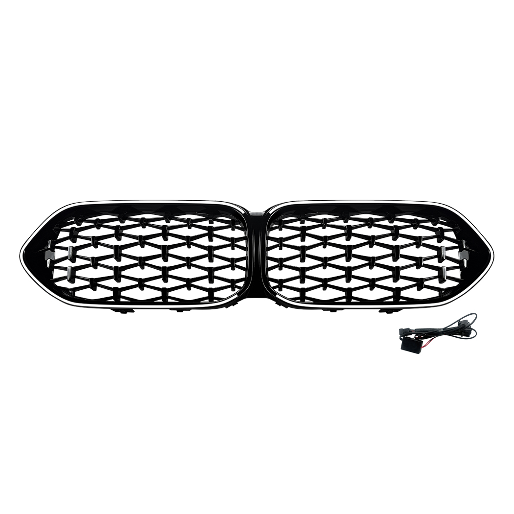 AMP-Z Front Bumper Grille Grill With Lights Black For BMW 2 Series F44 2020-2024