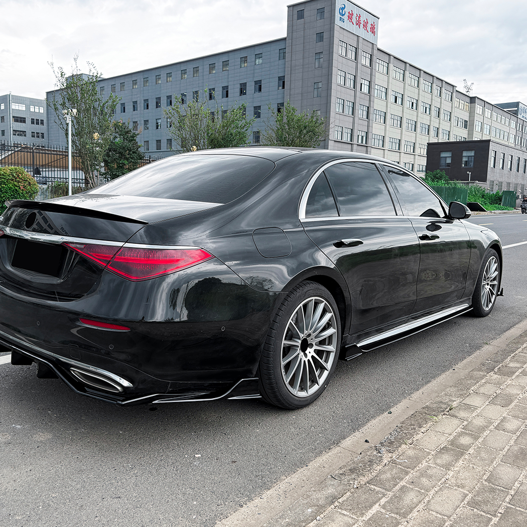 AMP-Z Side Skirt Rocker Panel Splitter Lip For Mercedes Benz S Class W223 Pre-facelift AMG Line