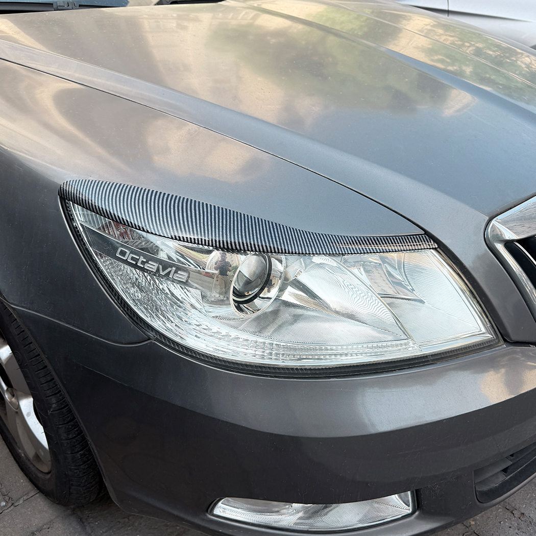 AMP-Z Headlight Eyebrows Eyelids Sticker For Skoda Octavia MK2.5 2008-2012
