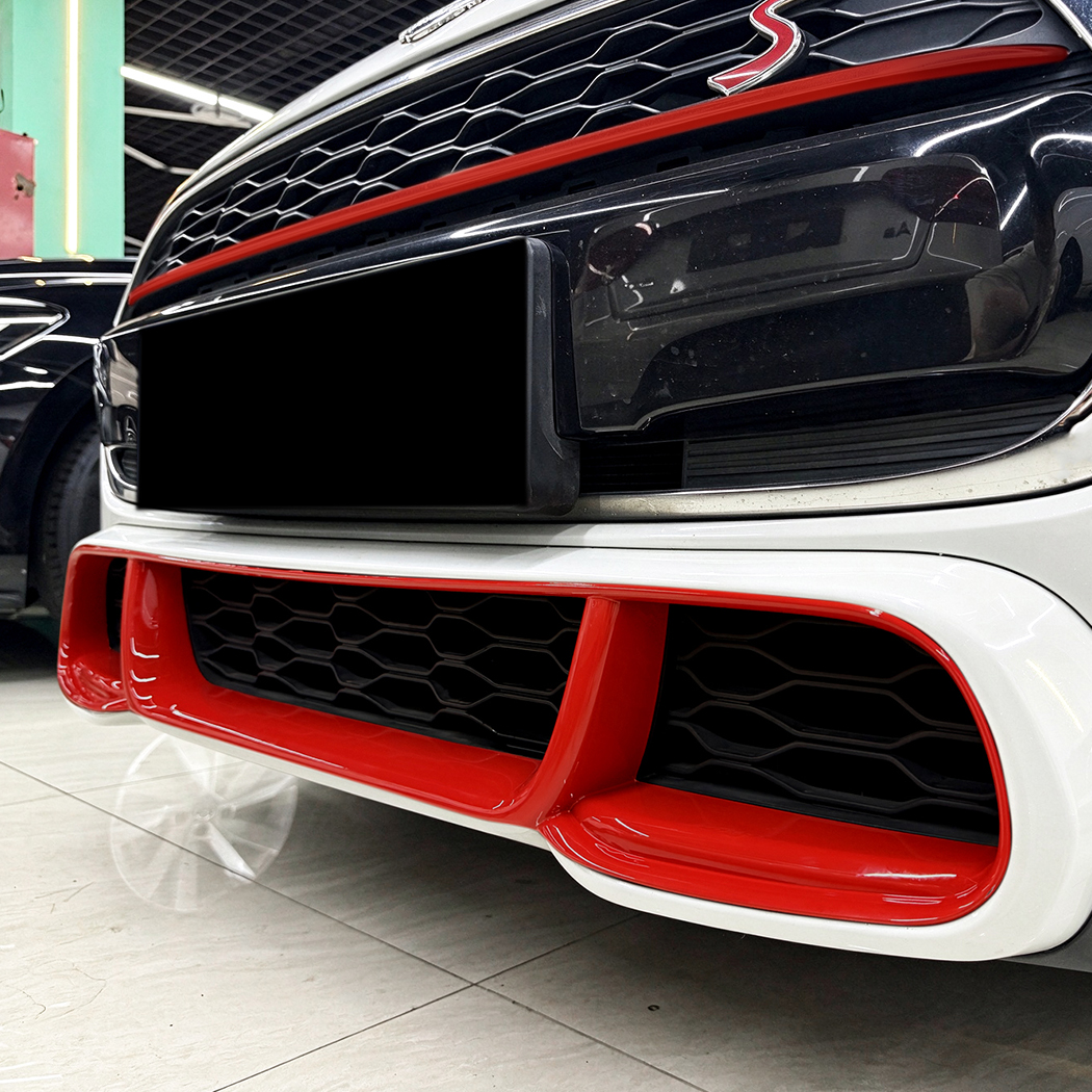 AMP-Z Front Bumper Lip Splitter Red For BMW Mini Cooper F55 F56 F57 Pre-facelift JCW 2014-2021