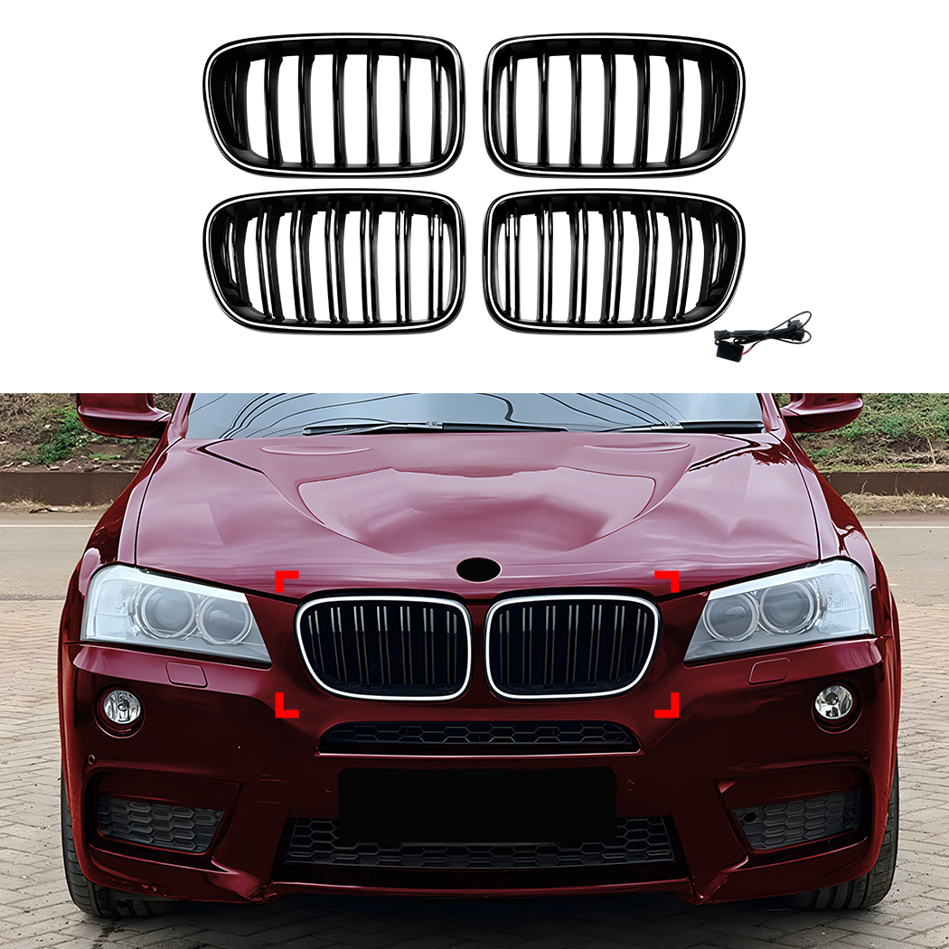 AMP-Z Front Bumper Grille Grill With Lights For BMW X3 F25 Pre-Facelift 2011-2013