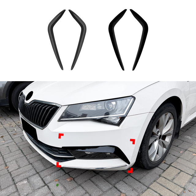 AMP-Z Front Bumper Fins Spoiler Canards For Skoda Superb MK3 Pre-Facelift 2015-2019