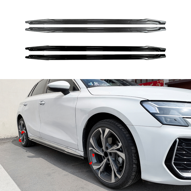 AMP-Z Side Skirt Rocker Panel Splitter Lip For Audi A3 S3 8Y Sline 2021+