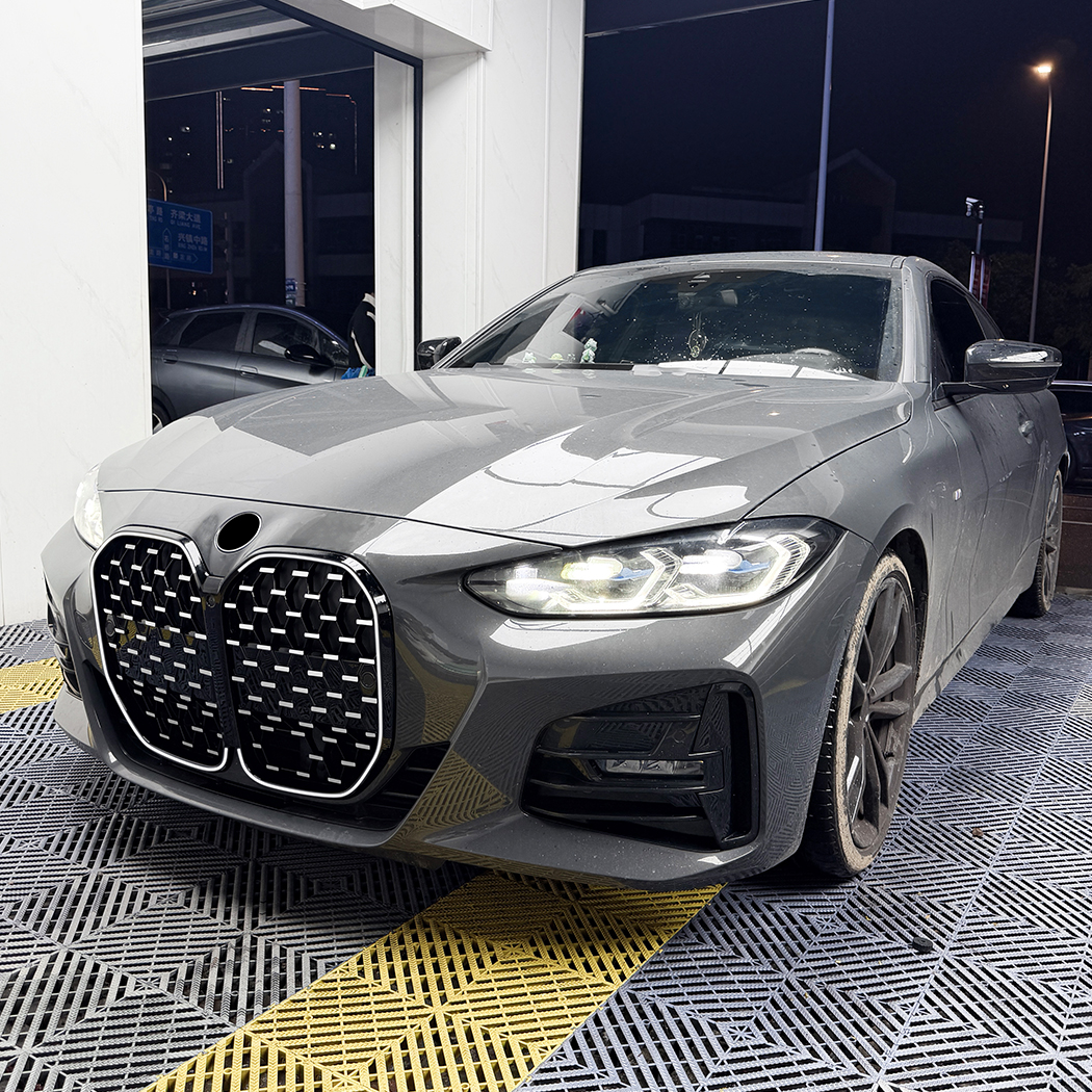 AMP-Z Front Bumper Grille Grill With Lights Black For BMW 4 Series G22 G23 2020+