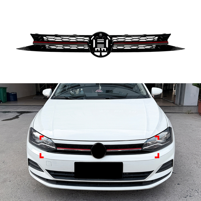 AMP-Z Front Bumper Grille Grill For VW Volkswagen Polo MK6 2018-2021