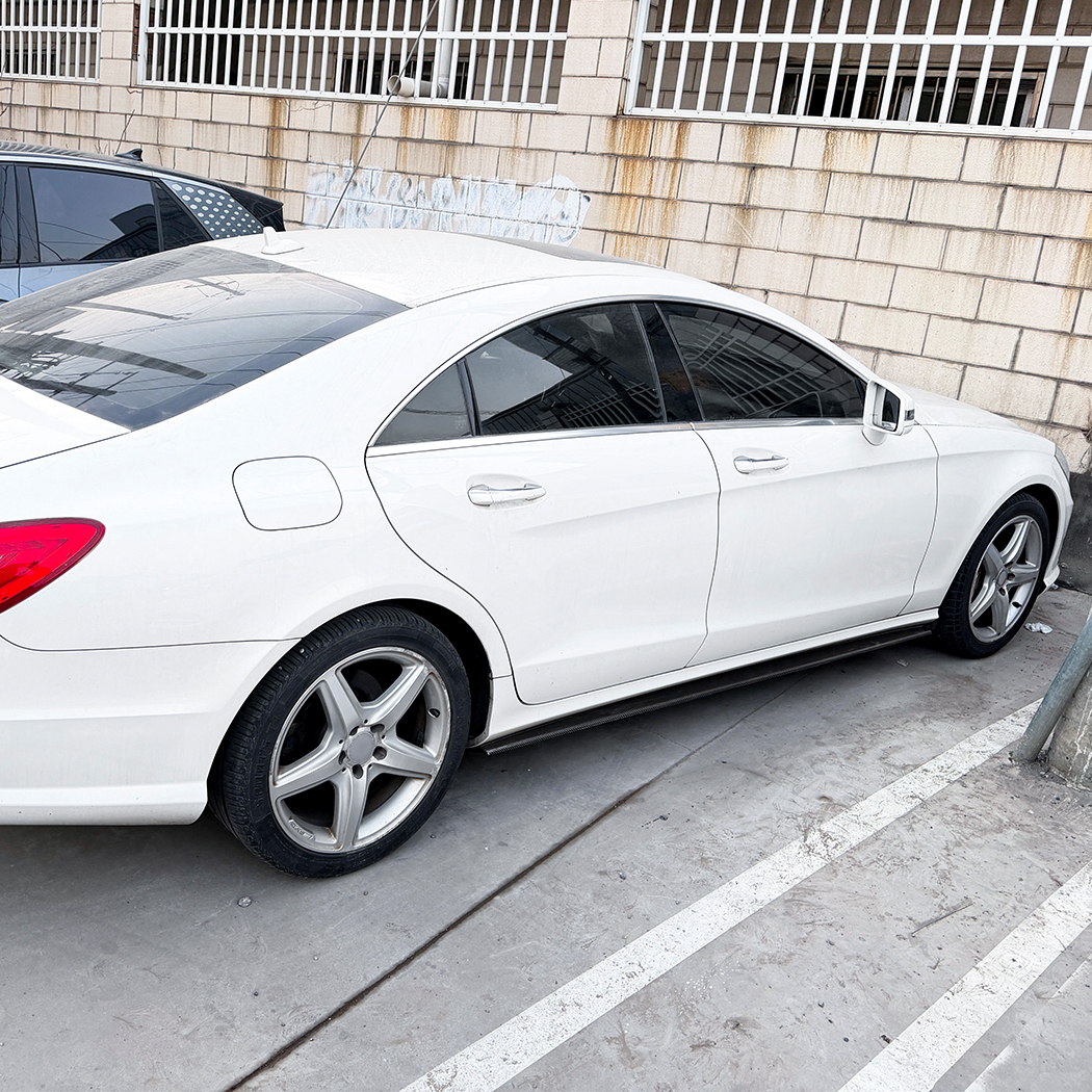 AMP-Z Side Skirt Rocker Panel Splitter Lip For Mercedes Benz CLS Class C218 X218 AMG Line 2011-2017