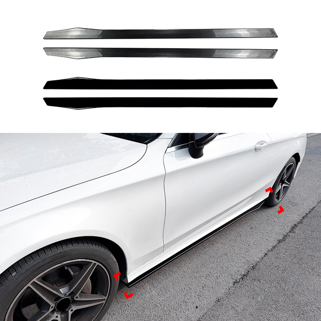 AMP-Z Side Skirt Rocker Panel Splitter Lip For Mercedes Benz C Class W205 4-Doors C205 2-Doors 2015-2021