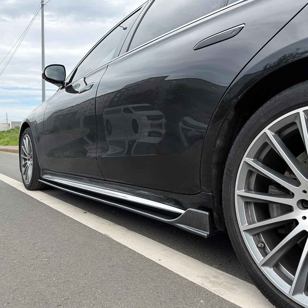 AMP-Z Side Skirt Rocker Panel Splitter Lip For Mercedes Benz S Class W223 Pre-facelift AMG Line