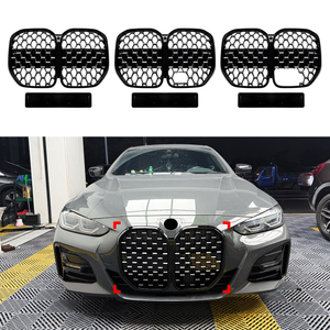 AMP-Z Front Bumper Grille Grill Black For BMW 4 Series G22 G23 2020+