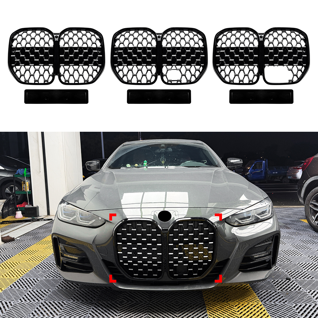 AMP-Z Front Bumper Grille Grill Black For BMW 4 Series G22 G23 2020+