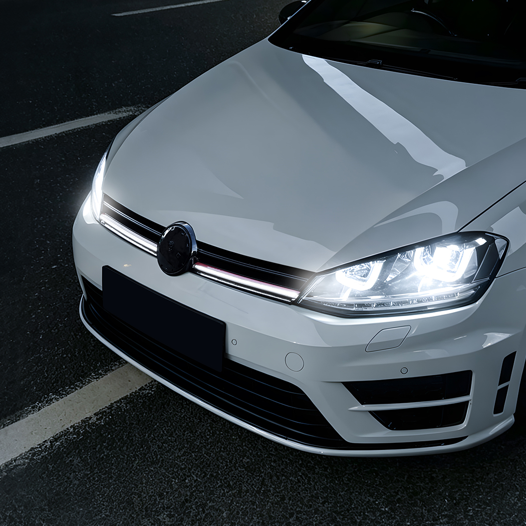 AMP-Z Front Bumper Grille Grill With Lights Black For VW Volkswagen Golf MK7 2013-2016