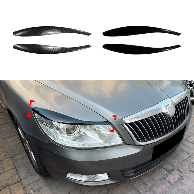 AMP-Z Headlight Eyebrows Eyelids Sticker For Skoda Octavia MK2.5 2008-2012