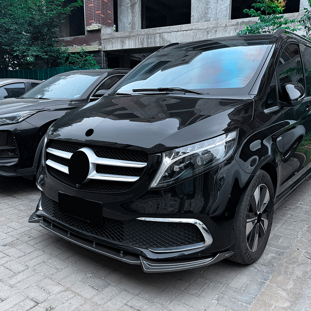 AMP-Z Front Bumper Lip Splitter For Mercedes Benz V Class W447 Pre-Facelift Standard 2019-2023