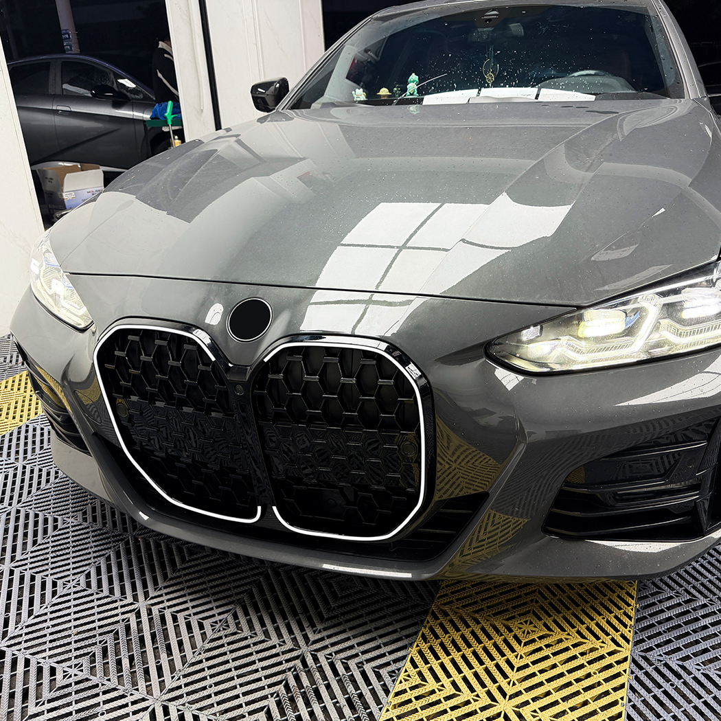 AMP-Z Front Bumper Grille Grill With Lights Black For BMW 4 Series G22 G23 2020+