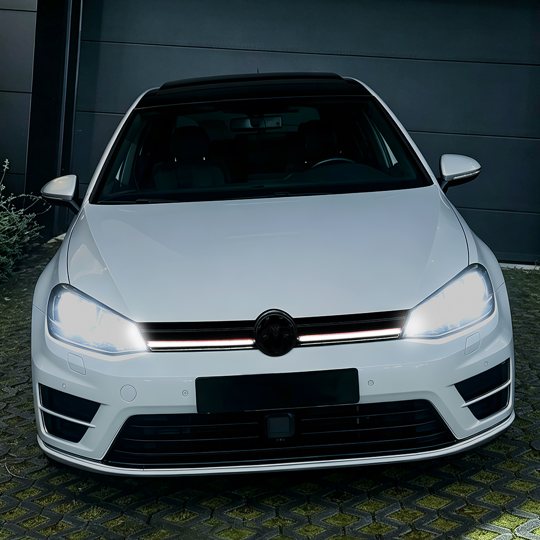AMP-Z Front Bumper Grille Grill With Lights Black For VW Volkswagen Golf MK7 2013-2016