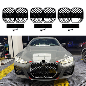 AMP-Z Front Bumper Grille Grill With Lights Black For BMW 4 Series G22 G23 2020+